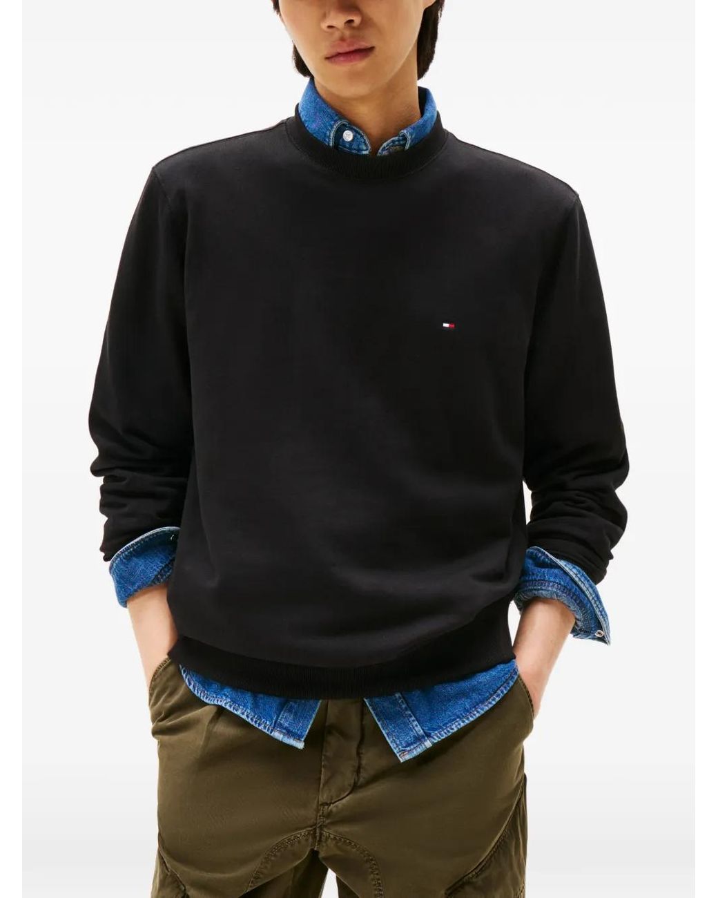 Tommy Hilfiger Black Logo-Detail Sweatshirt for men