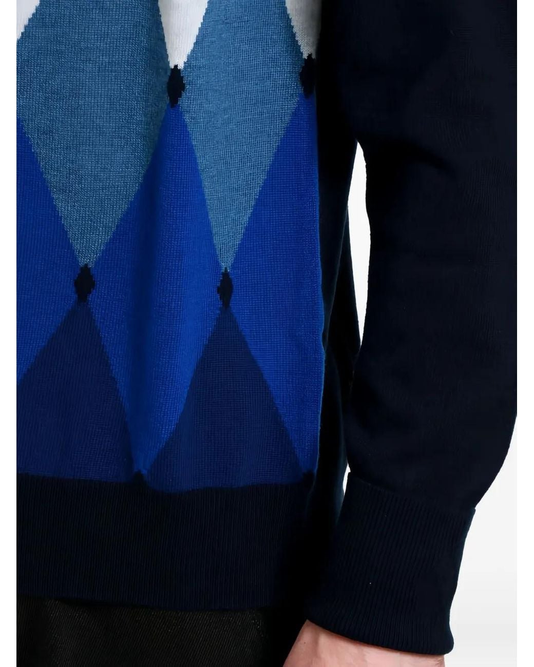 Ballantyne Blue Argyle-Pattern Sweater for men