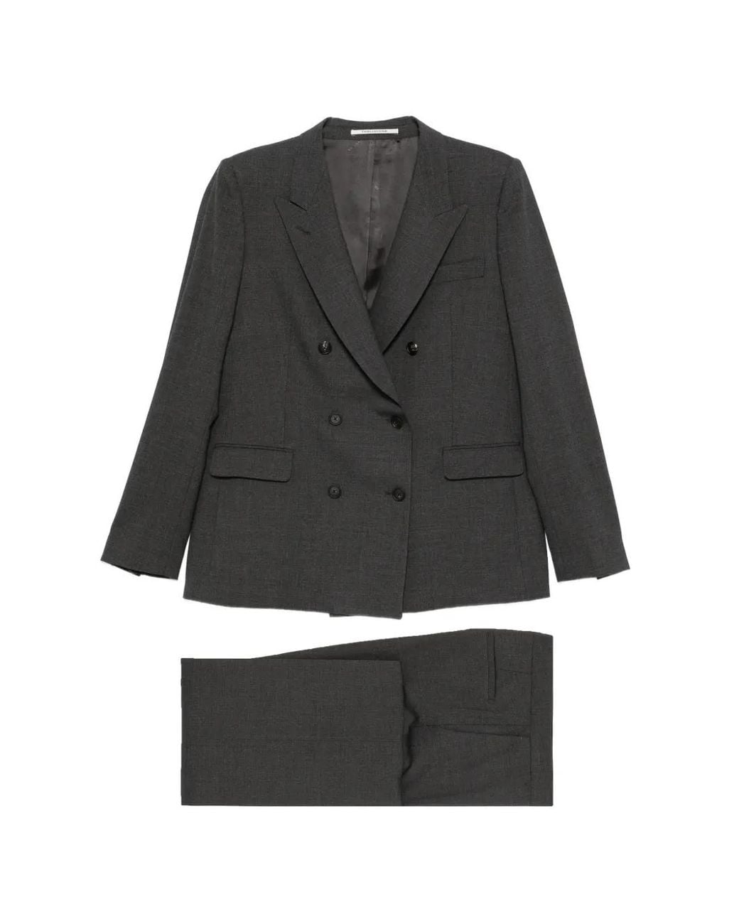 Tagliatore Black Double-Breasted Peak-Lapels Suit