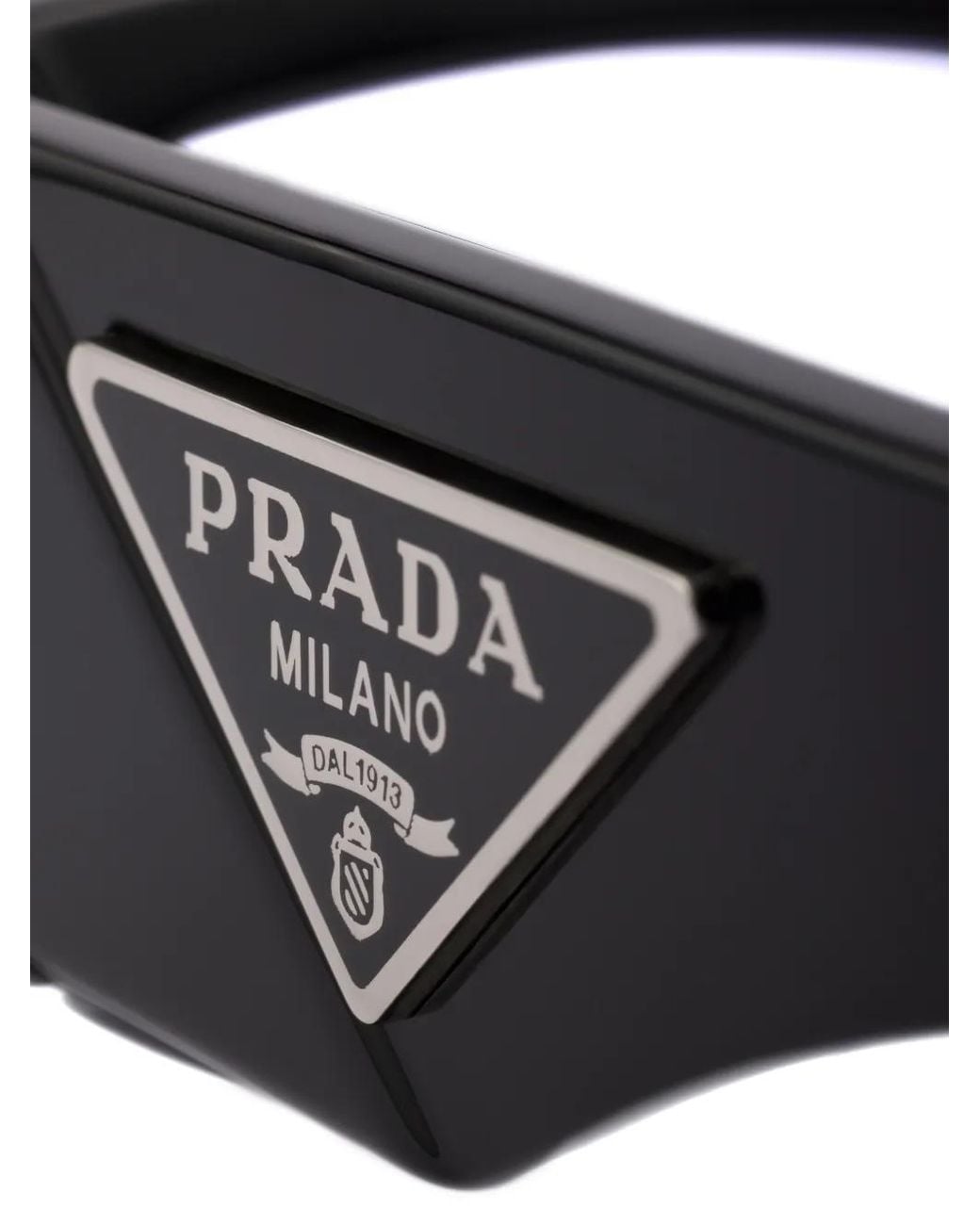 Prada White Triangle-Logo Rectangle-Frame Sunglasses for men