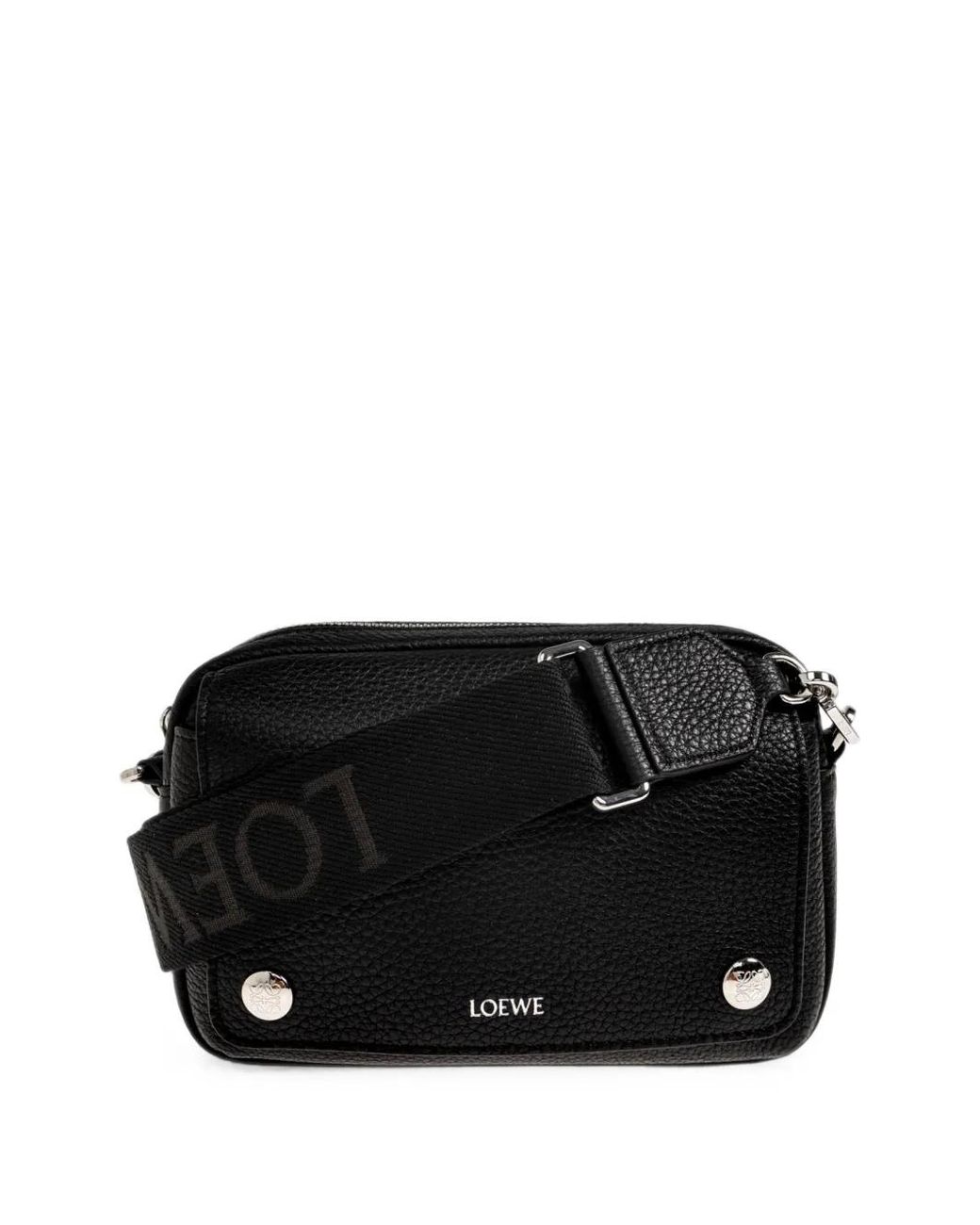 Loewe Black Small Pebble Leather Messenger Bag for men