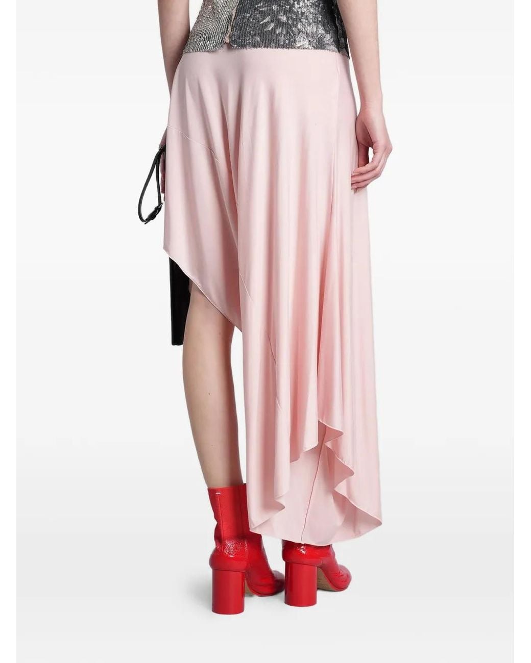 Maison Margiela Pink Draped Asymmetric Skirt