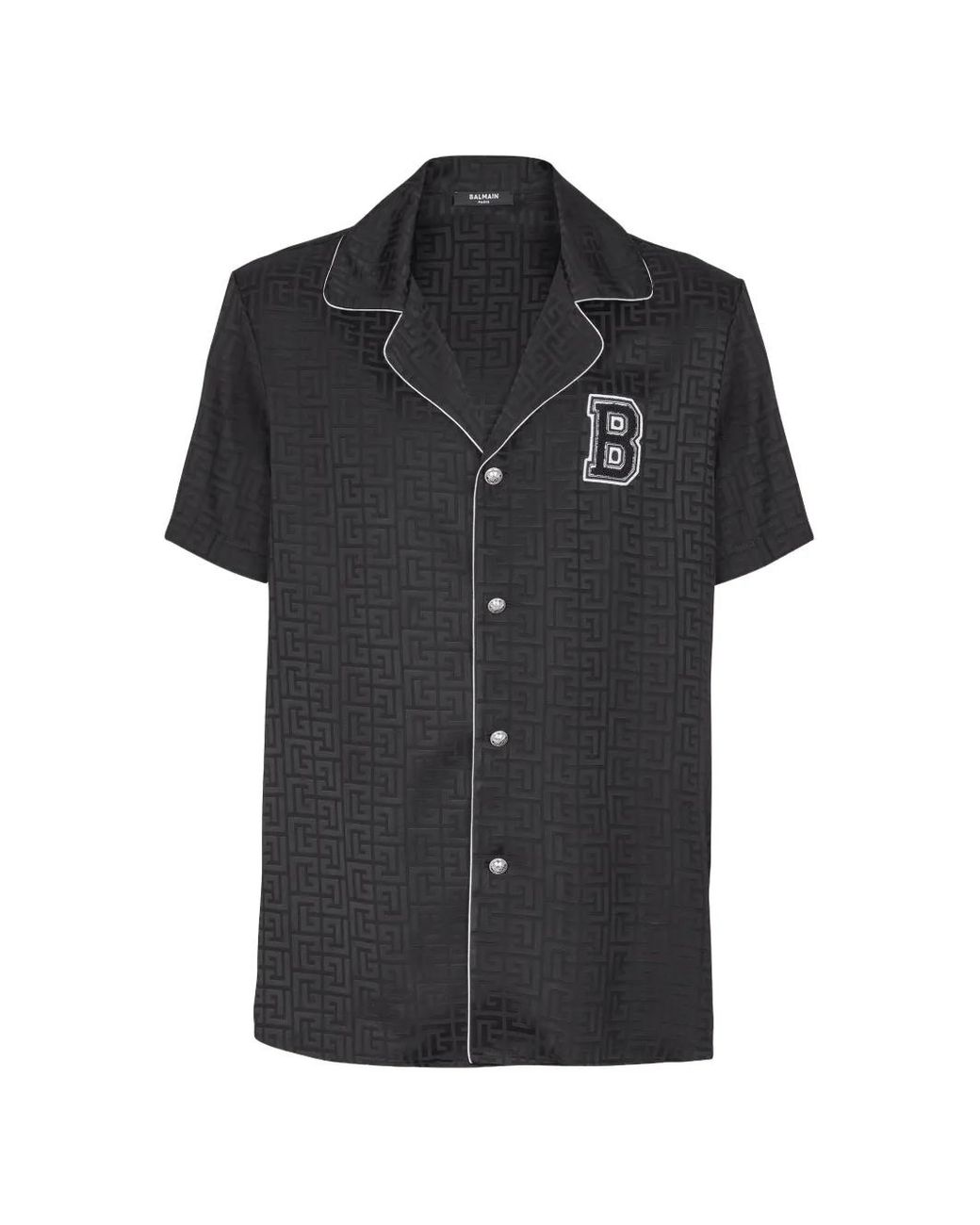 Balmain Black Varsity Pajama Shirt for men