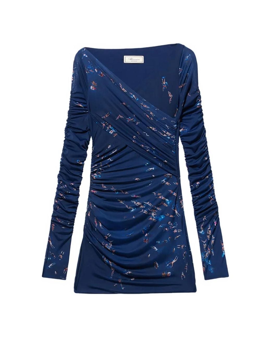 Blumarine Blue Robe Imprimée À Design Drapé