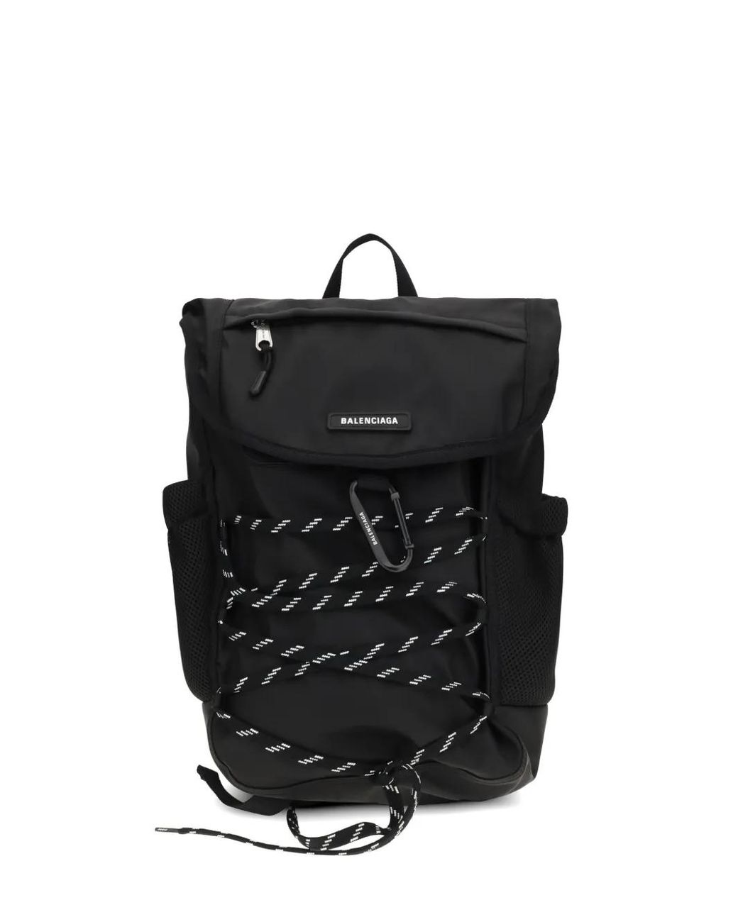 Balenciaga Black Carabiner-Detail Lace-Up Backpack for men