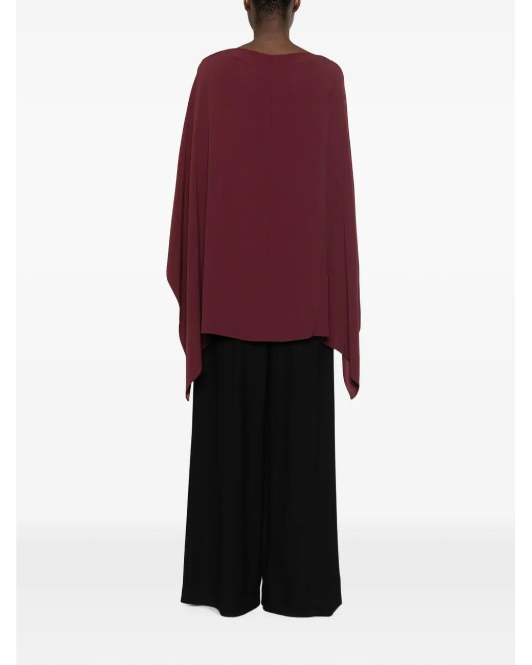 Alberta Ferretti Red Draped Asymmetric Cape