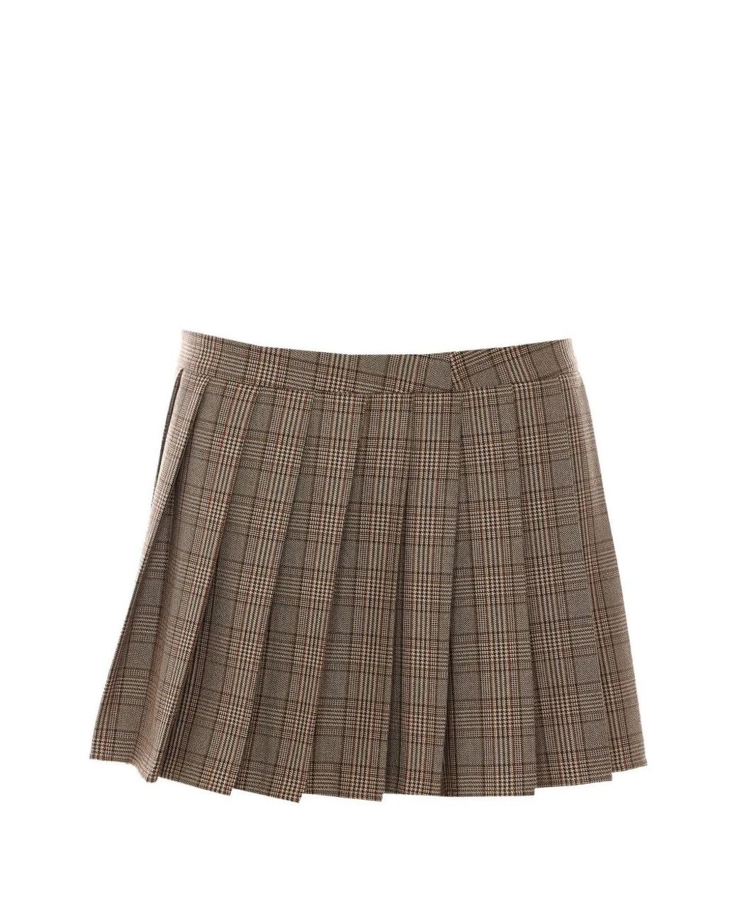 Aniye By Brown Cleo Pleated Prince Of Wales Mini Skirt