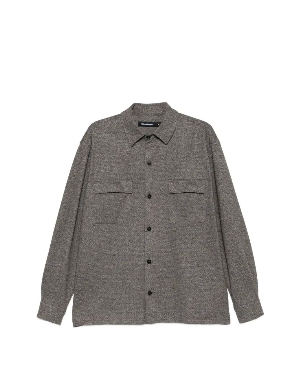 Karl Lagerfeld Gray Chest-Pocket Overshirt for men
