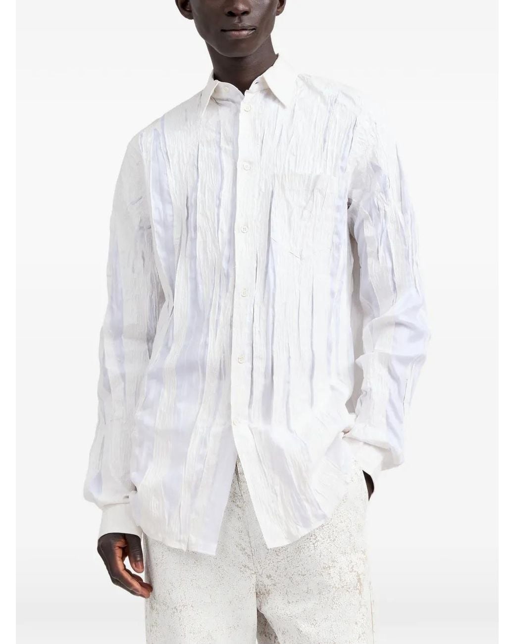 Maison Margiela White Bianchetto Crinkled-Effect Shirt for men