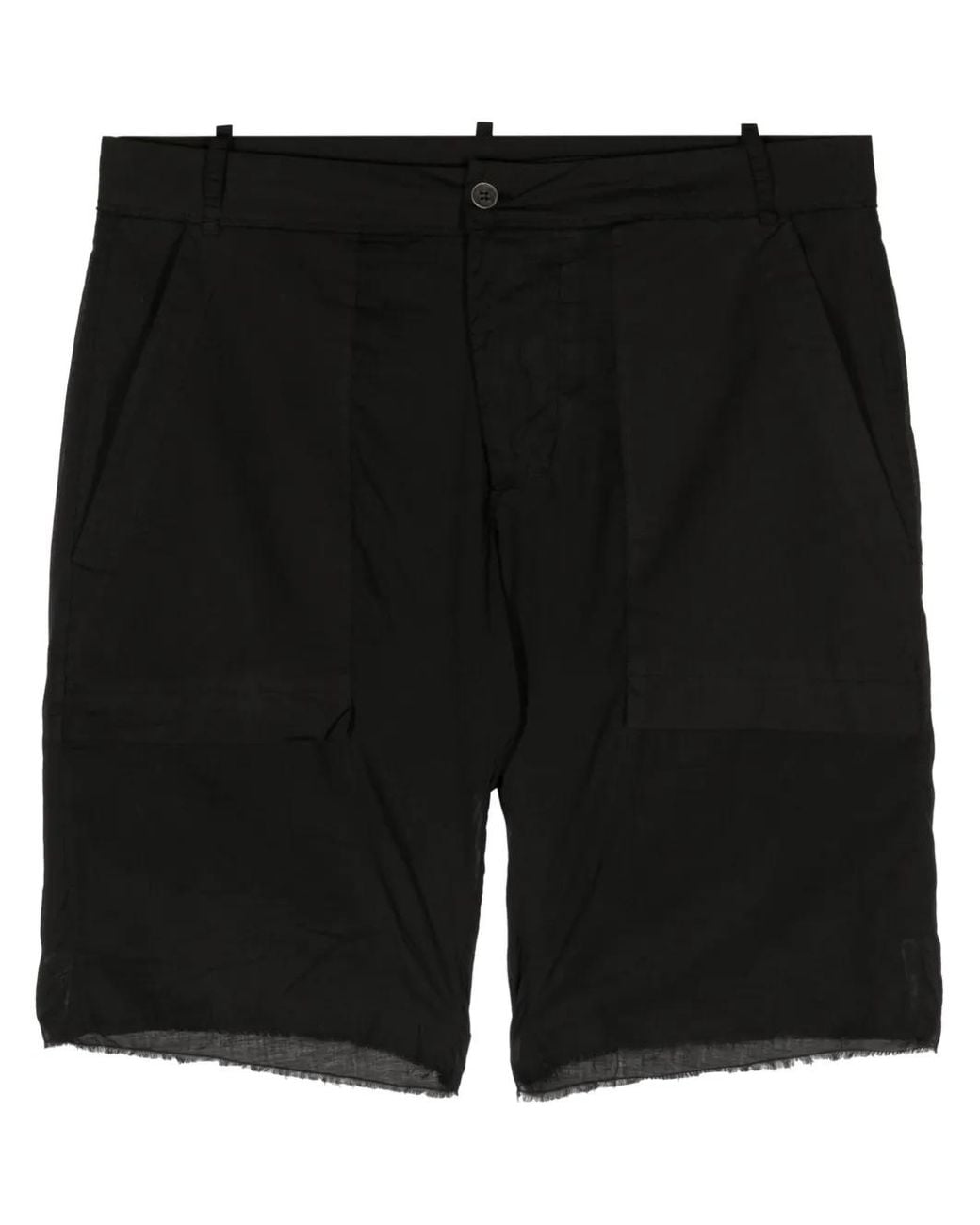 Masnada Black Frayed Cotton Shorts for men