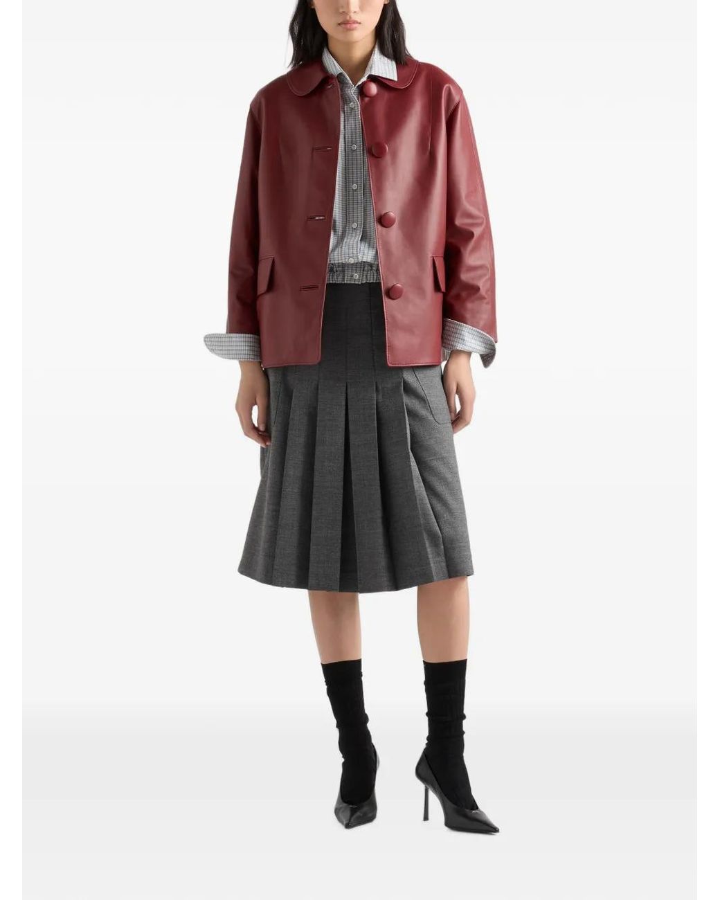 Prada Red Nappa-Leather Jacket