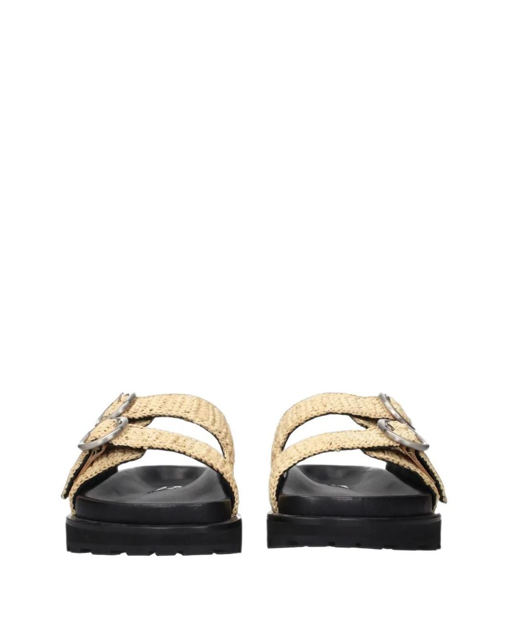 Jil Sander White Buckle-Fastening Raffia Sandals