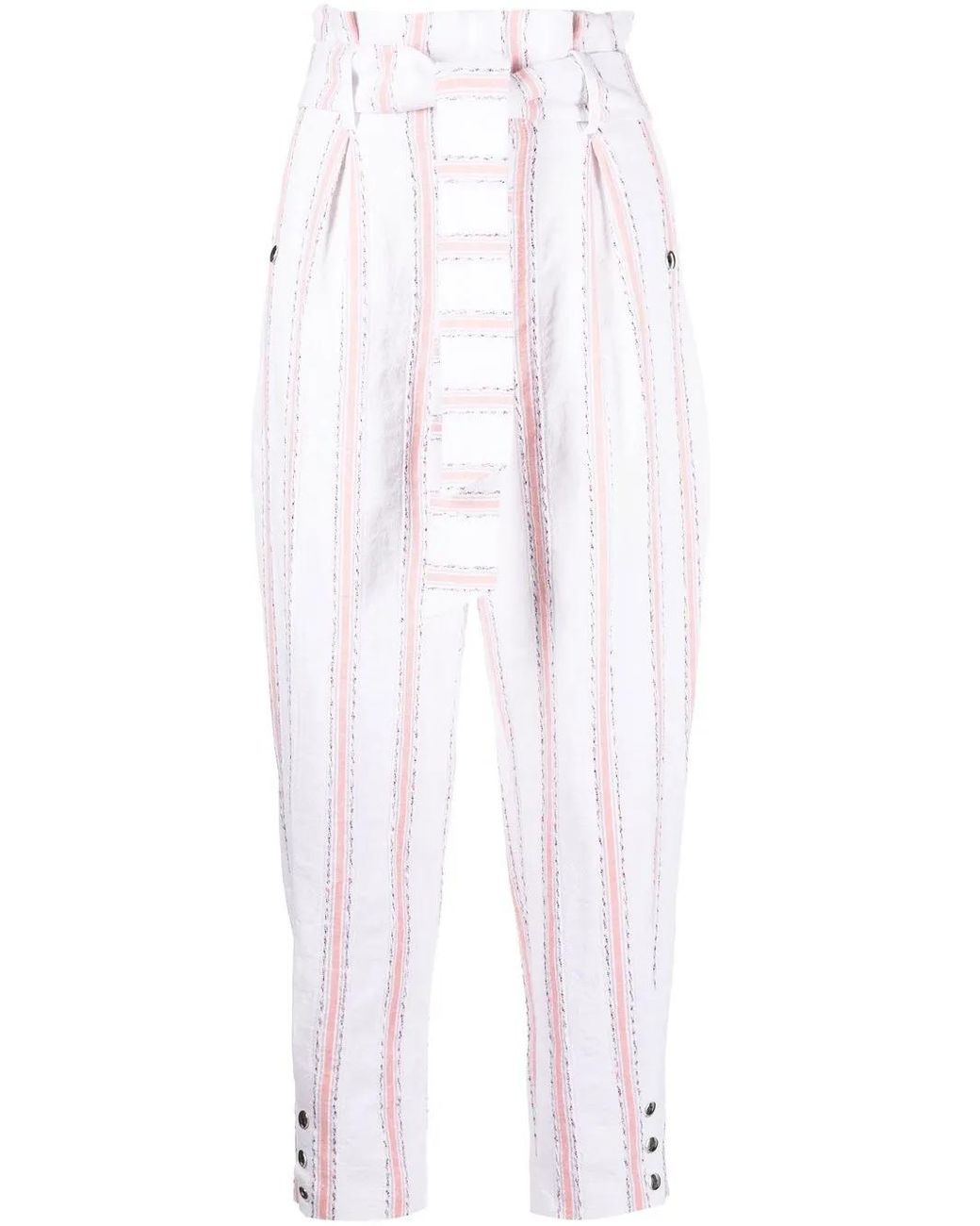 IRO White Rula Striped-Leg Trousers