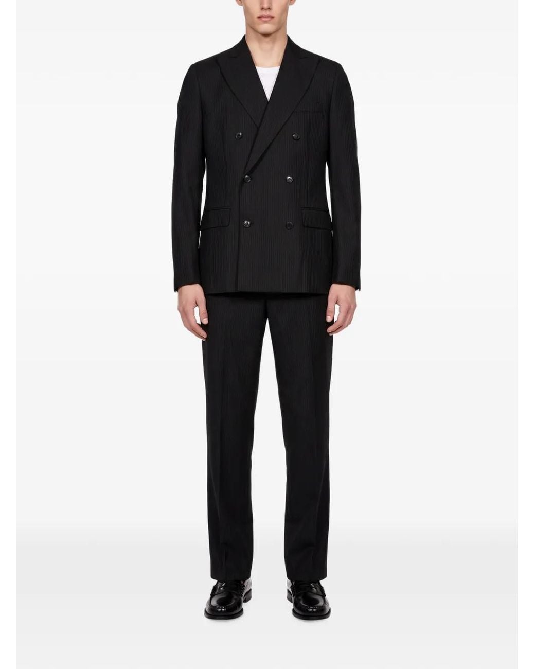 Another Aspect Black Pinstripe-Pattern Trousers for men