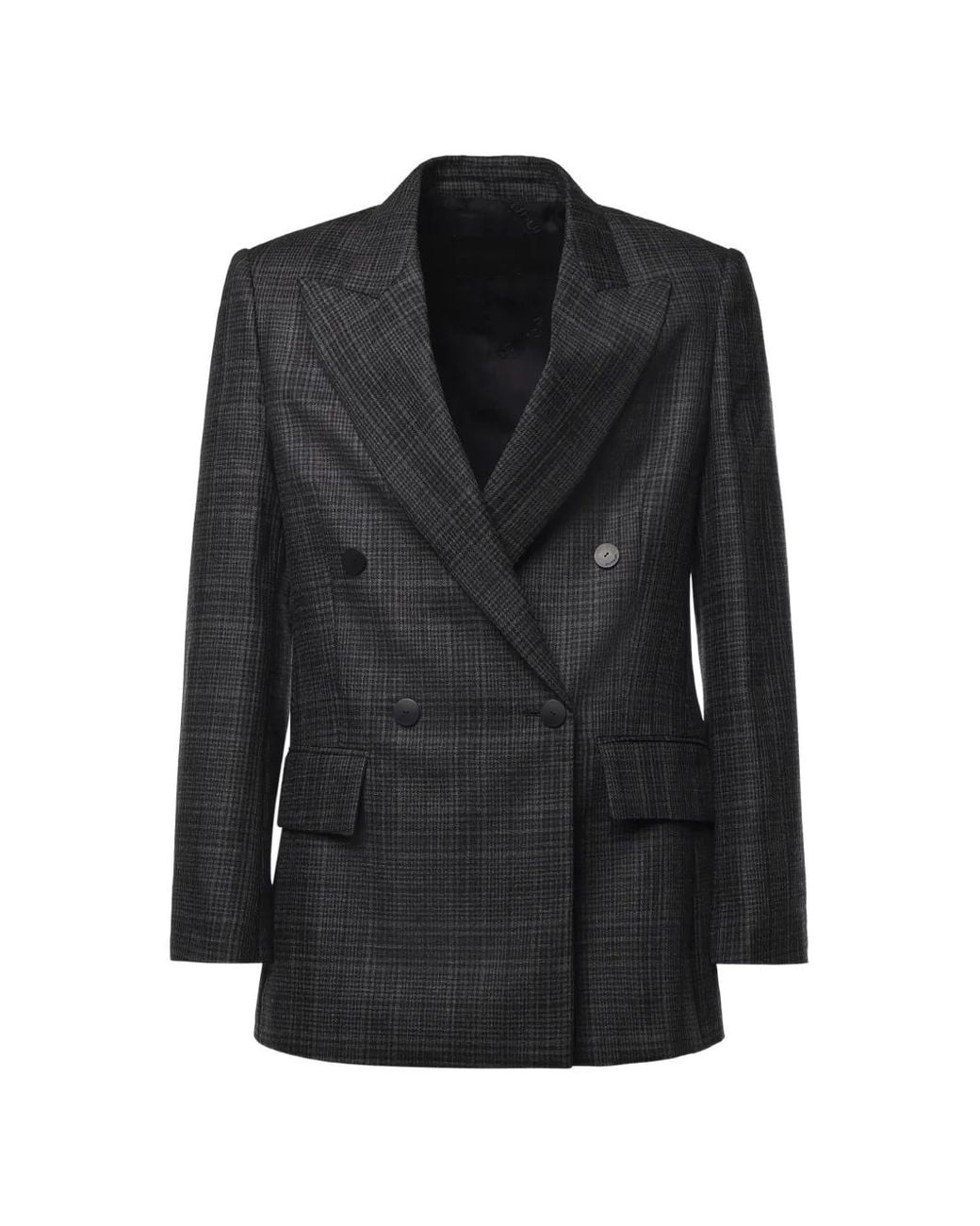 Dondup Black Check-Pattern Double-Breasted Blazer