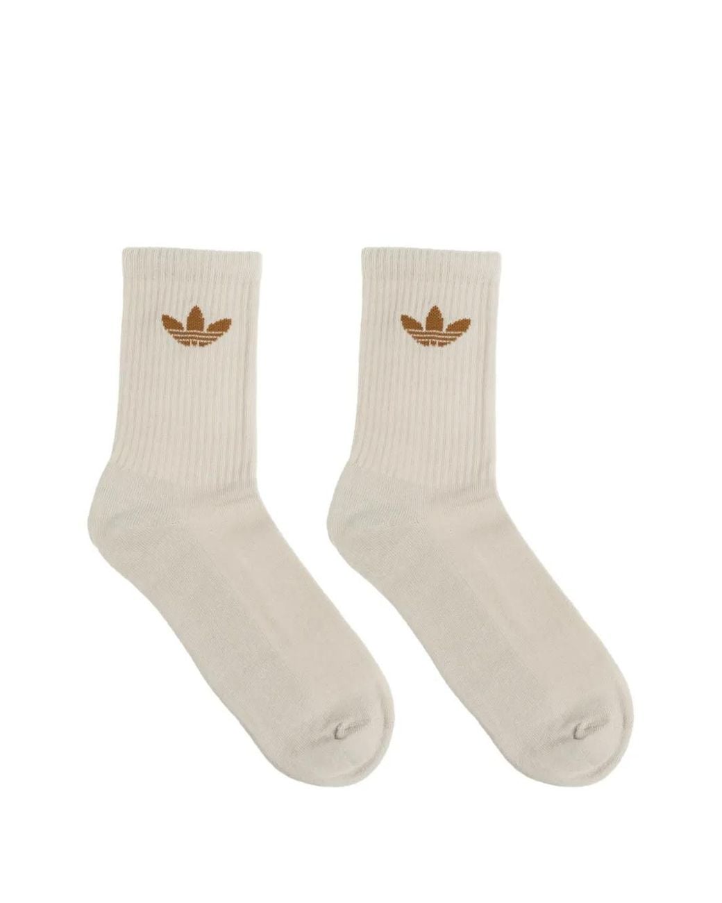 Adidas White Trefoil Cushion Crew Socks (Set Of Six) for men