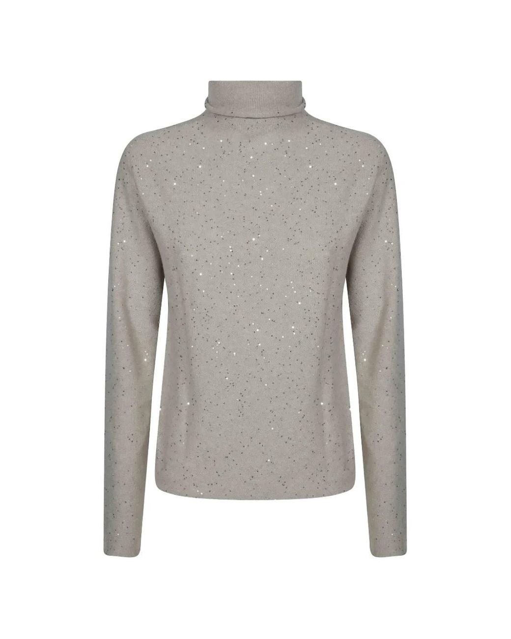 Antonelli Gray Sequin-Embellished Roll-Neck Sweater
