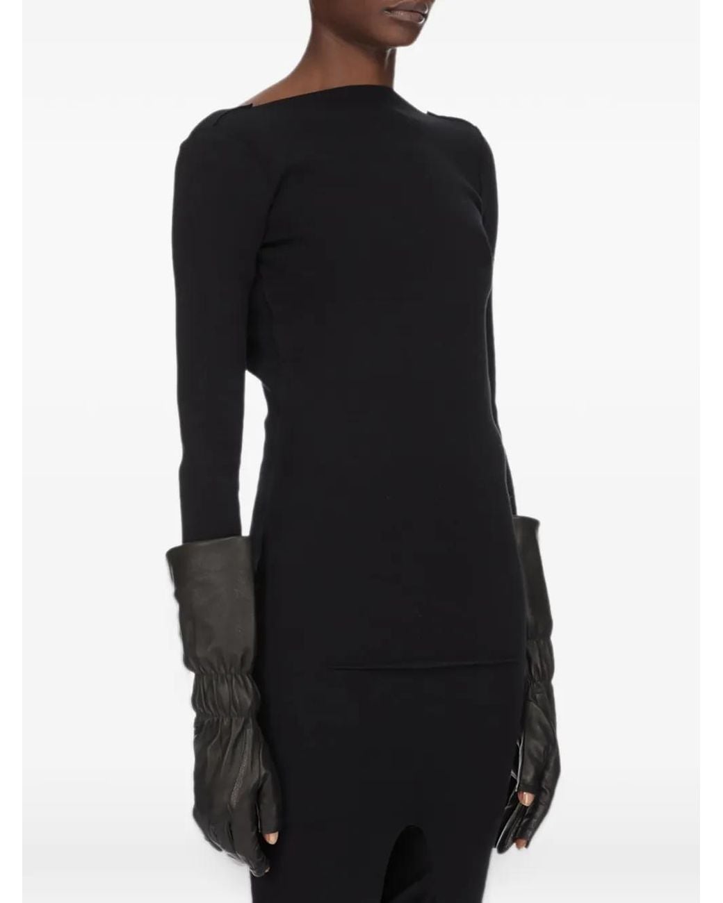 Rick Owens Black Cuffed Gloves