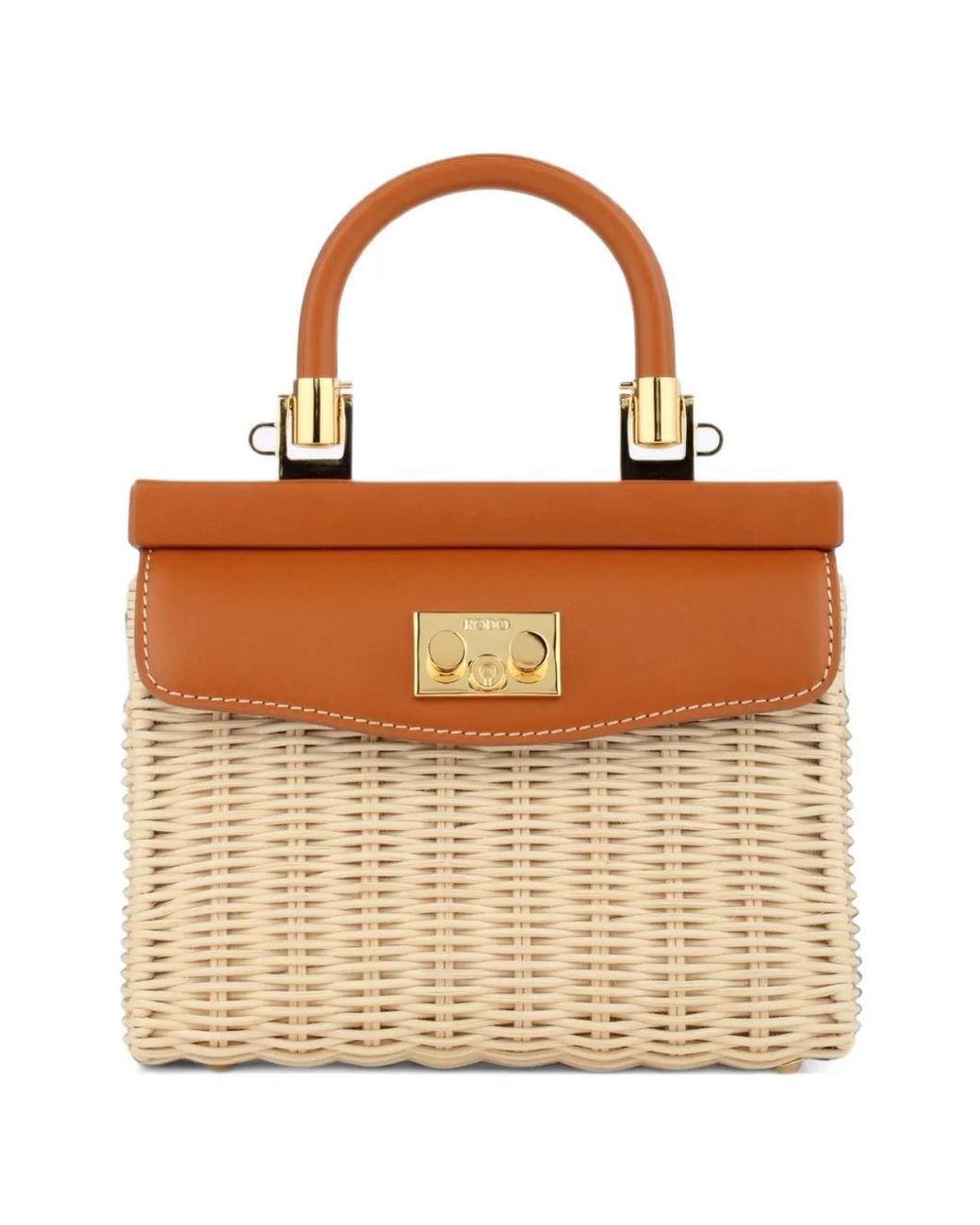 Rodo Brown Calf Leather-Trim Clutch Bag