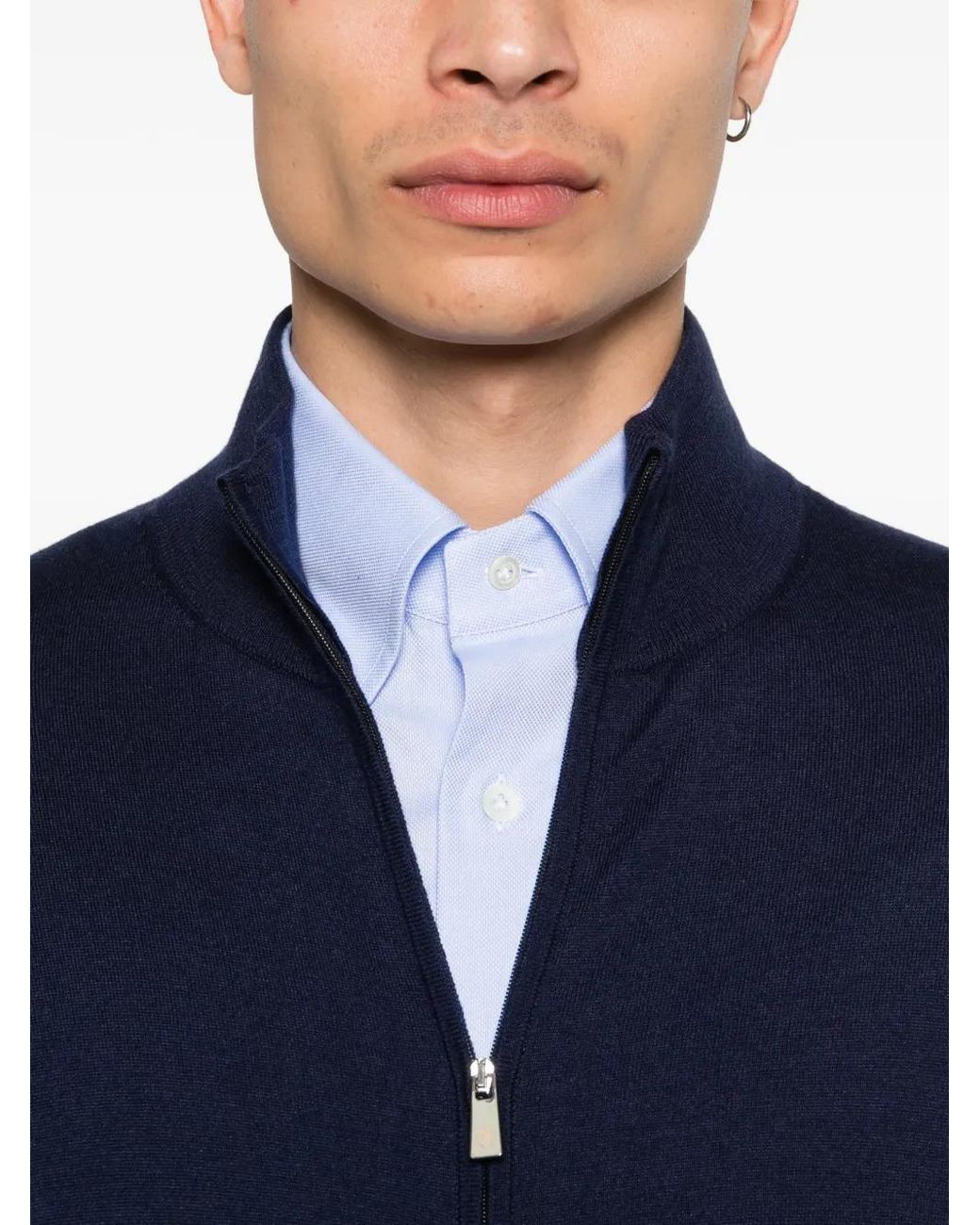 Della Ciana Blue Zip-Fastening Cardigan for men
