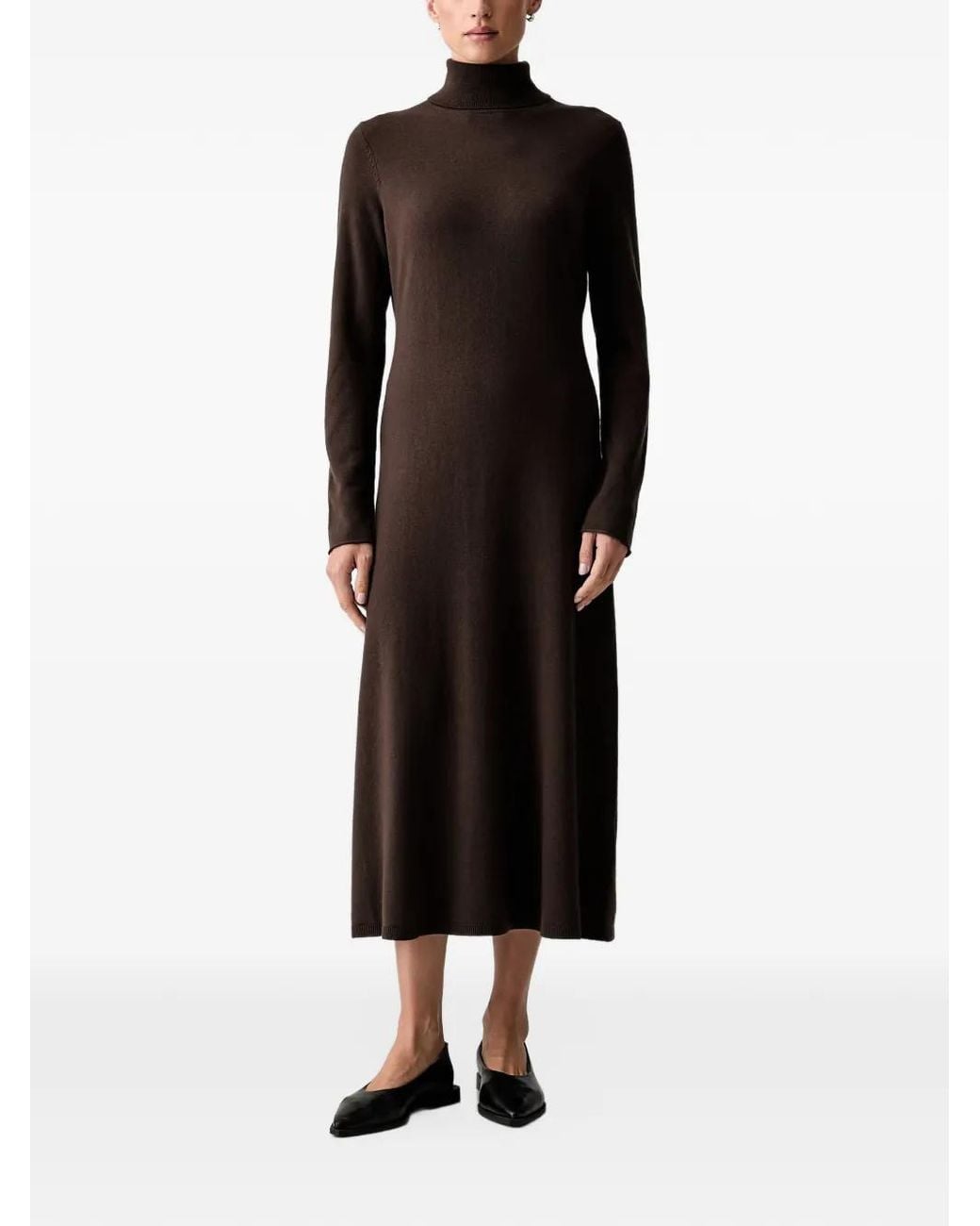 Marc O' Polo Black Roll-Neck Knitted Maxi Dress