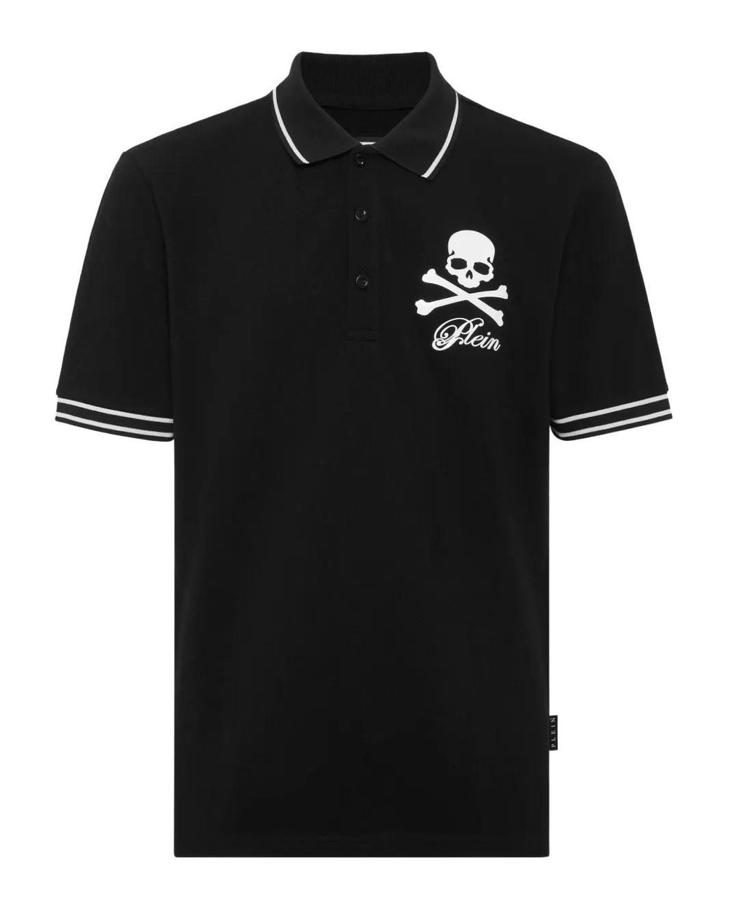 Philipp Plein Black Skull-Print Polo Shirt for men