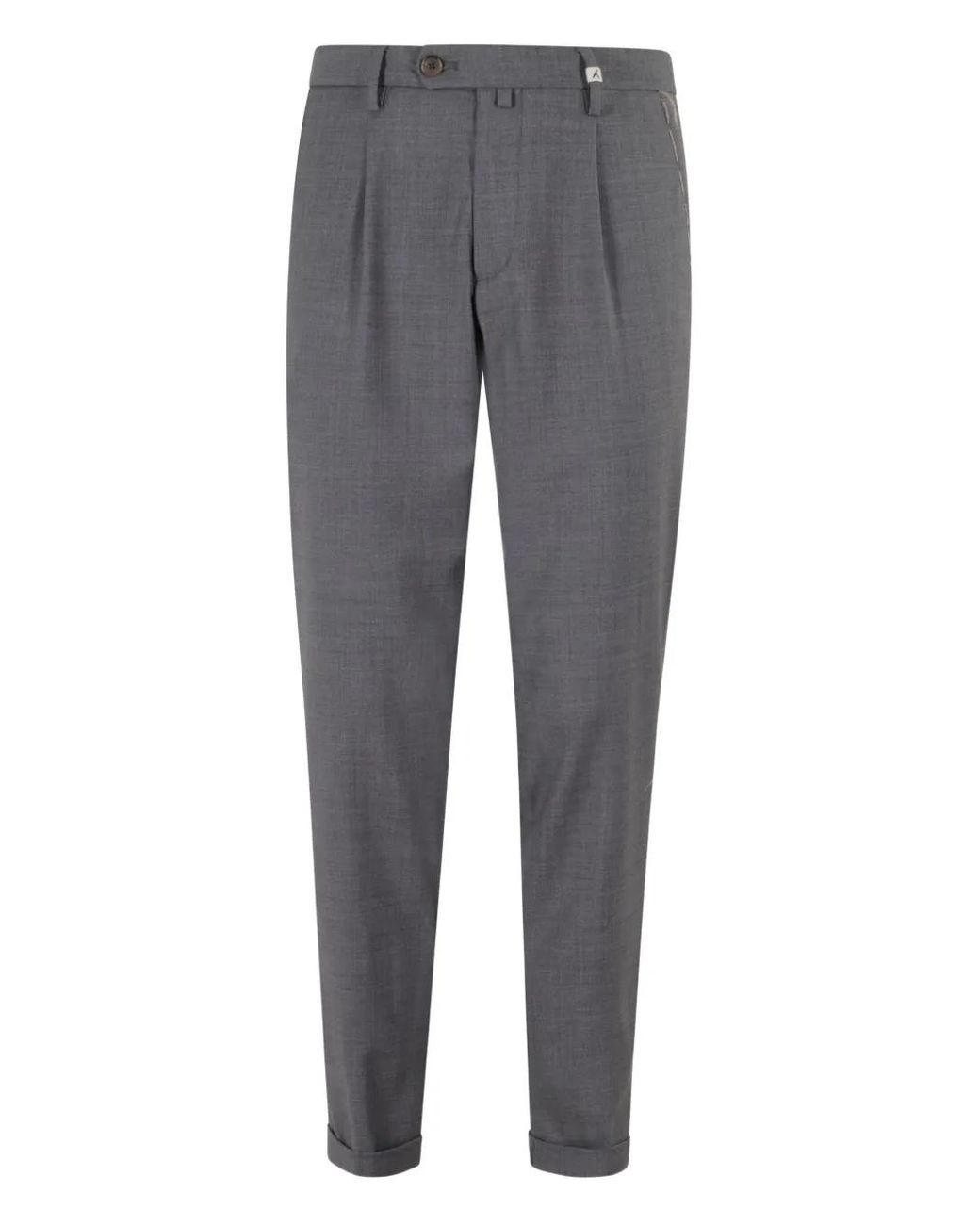 Myths Gray Pleated Wool-Blend Trousers for men