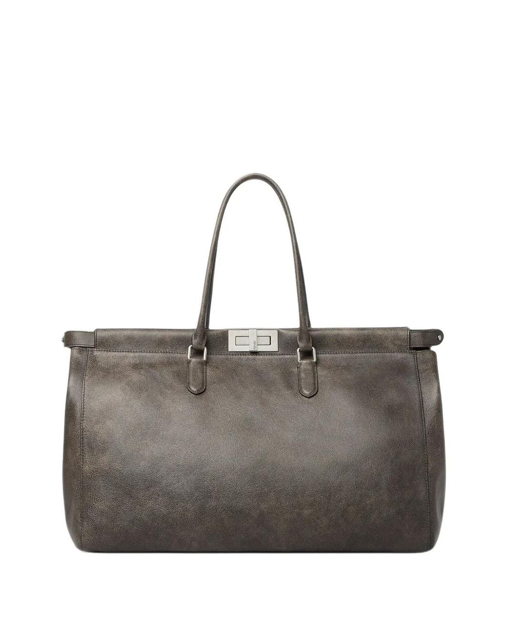 Fendi Gray Peekaboo Tote Bag for men