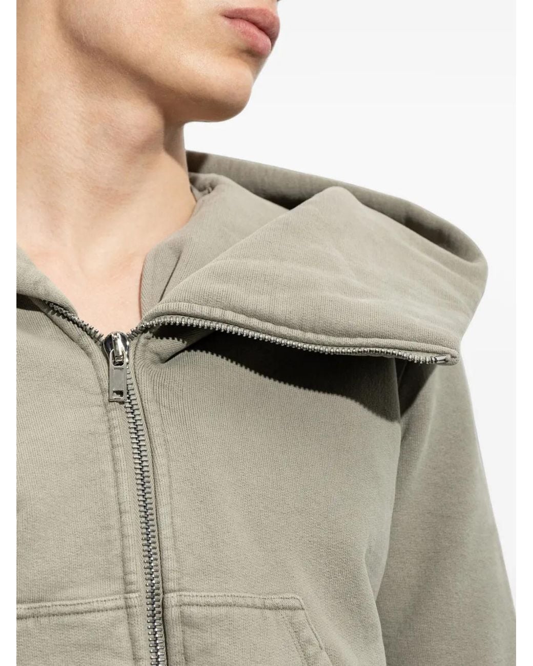 Rick Owens Natural Hoodie À Fermeture Zippée Asymétrique for men