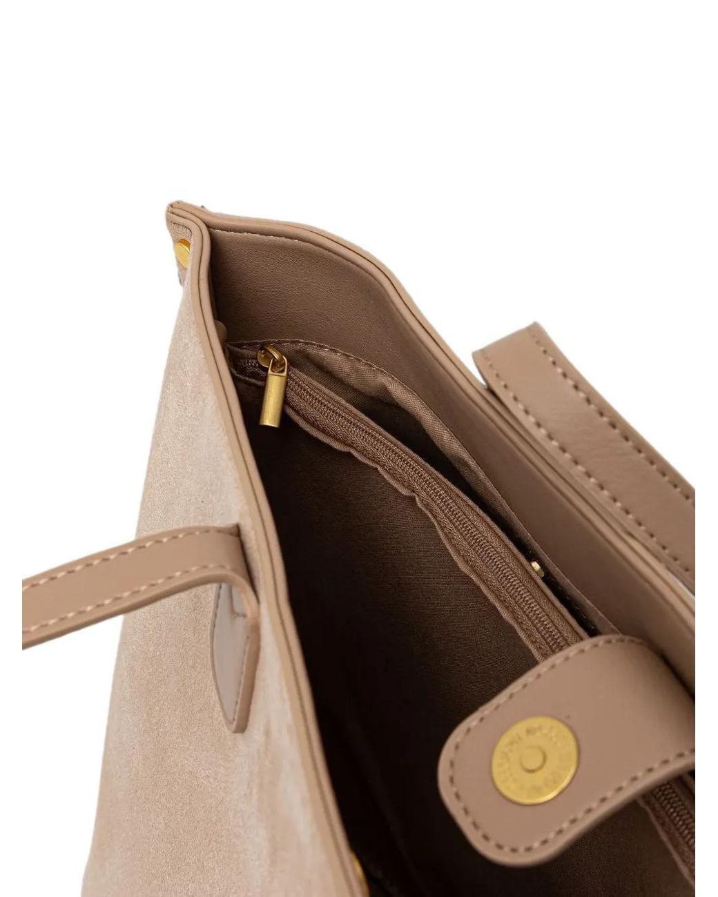 Morgan Natural Stud-Embellished Suede-Effect Tote Bag