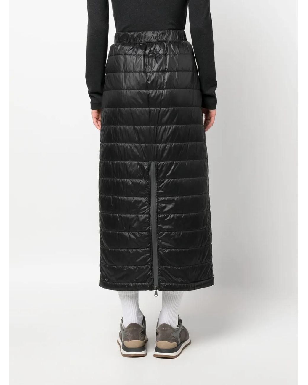 Brunello Cucinelli Black Quilted Drawstring Midi Skirt