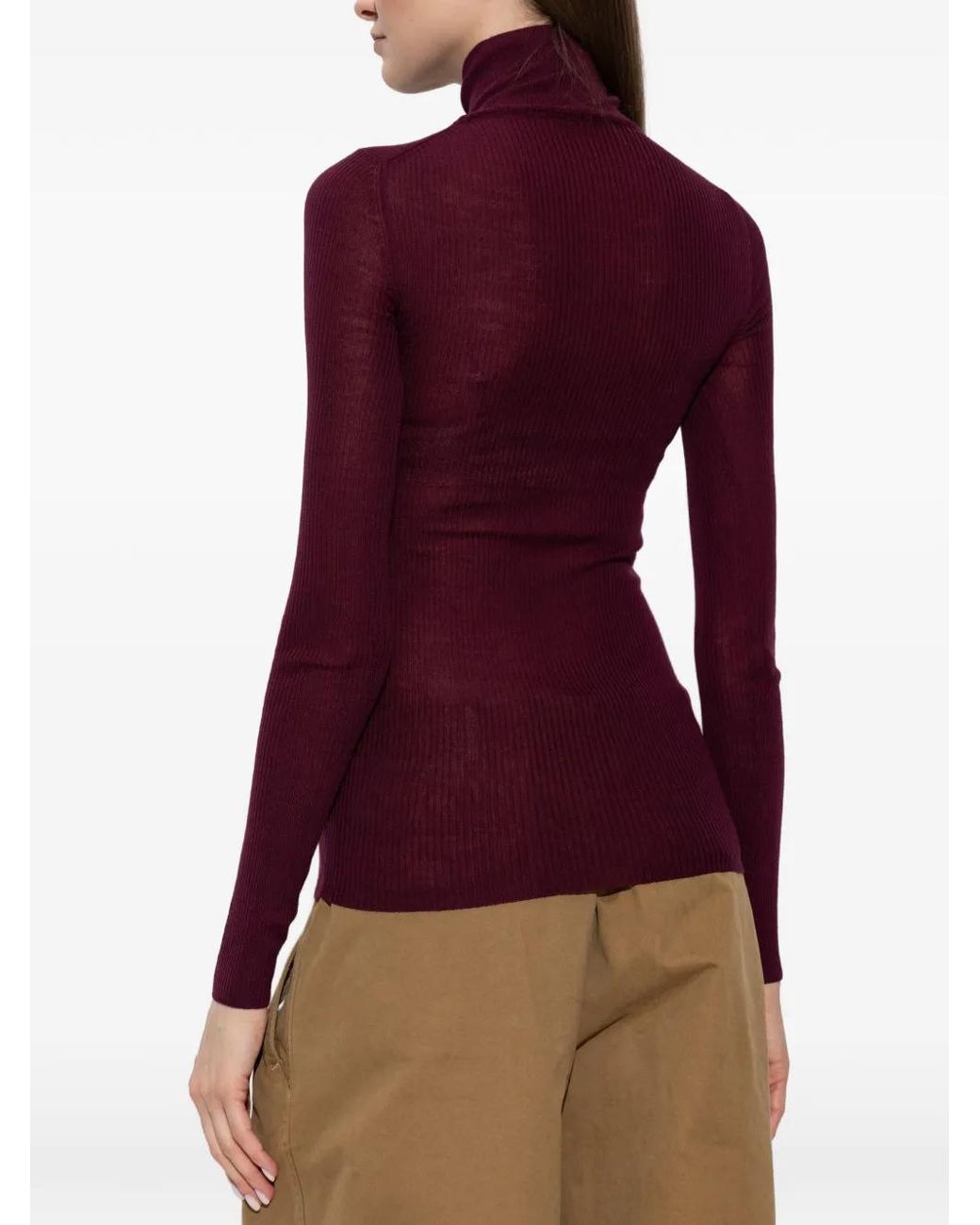 Jil Sander Purple Gerippter Strickpullover