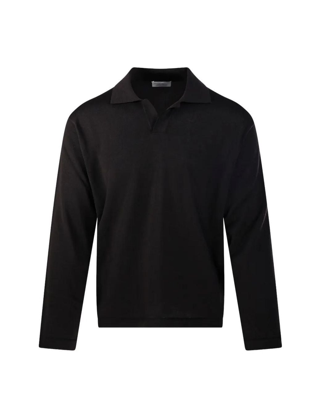 Roberto Collina Black Polo-Collar Long-Sleeve Sweater for men