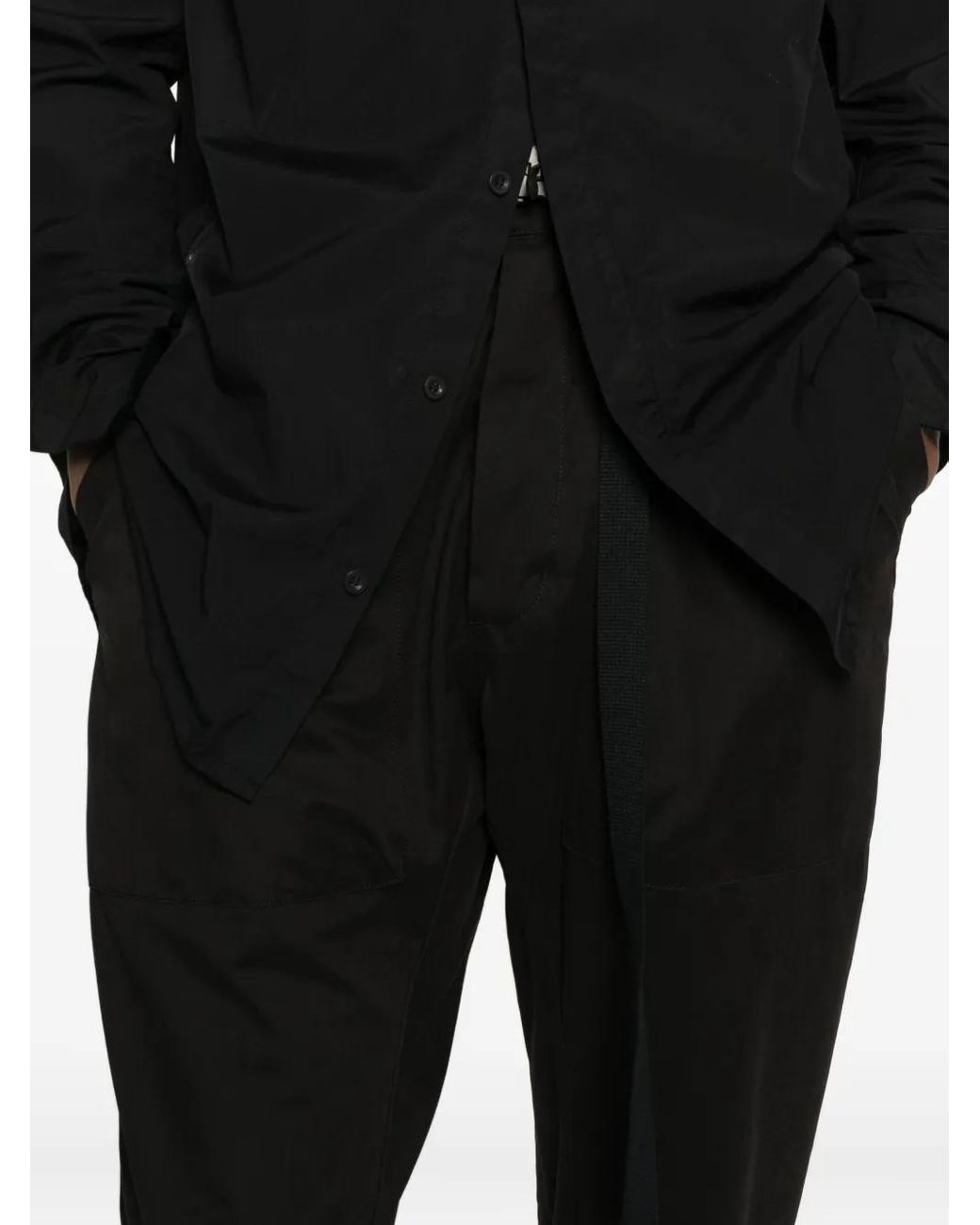 Thom Krom Black Belted Tapered Trousers for men