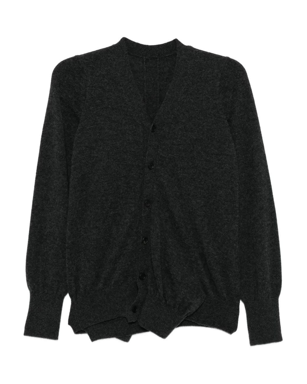 Yohji Yamamoto Black V-Neck Cardigan
