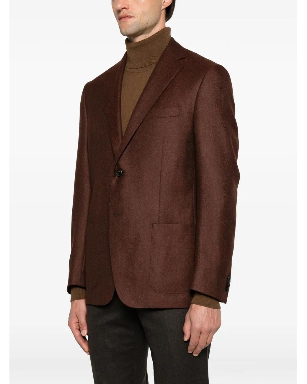 Corneliani Brown Single-Breasted Notched-Lapels Blazer for men