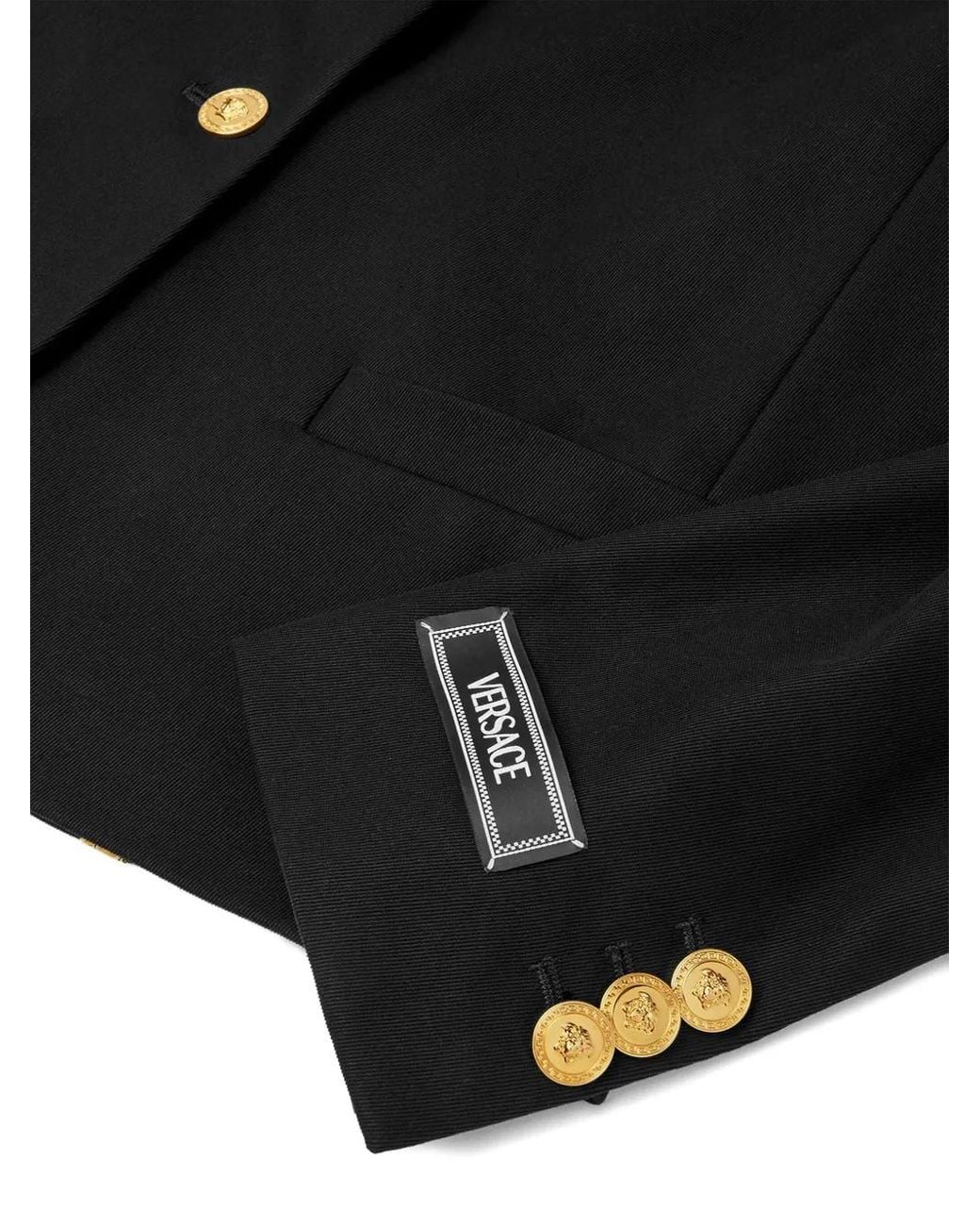 Versace Black Gabardine Short Boxy Blazer