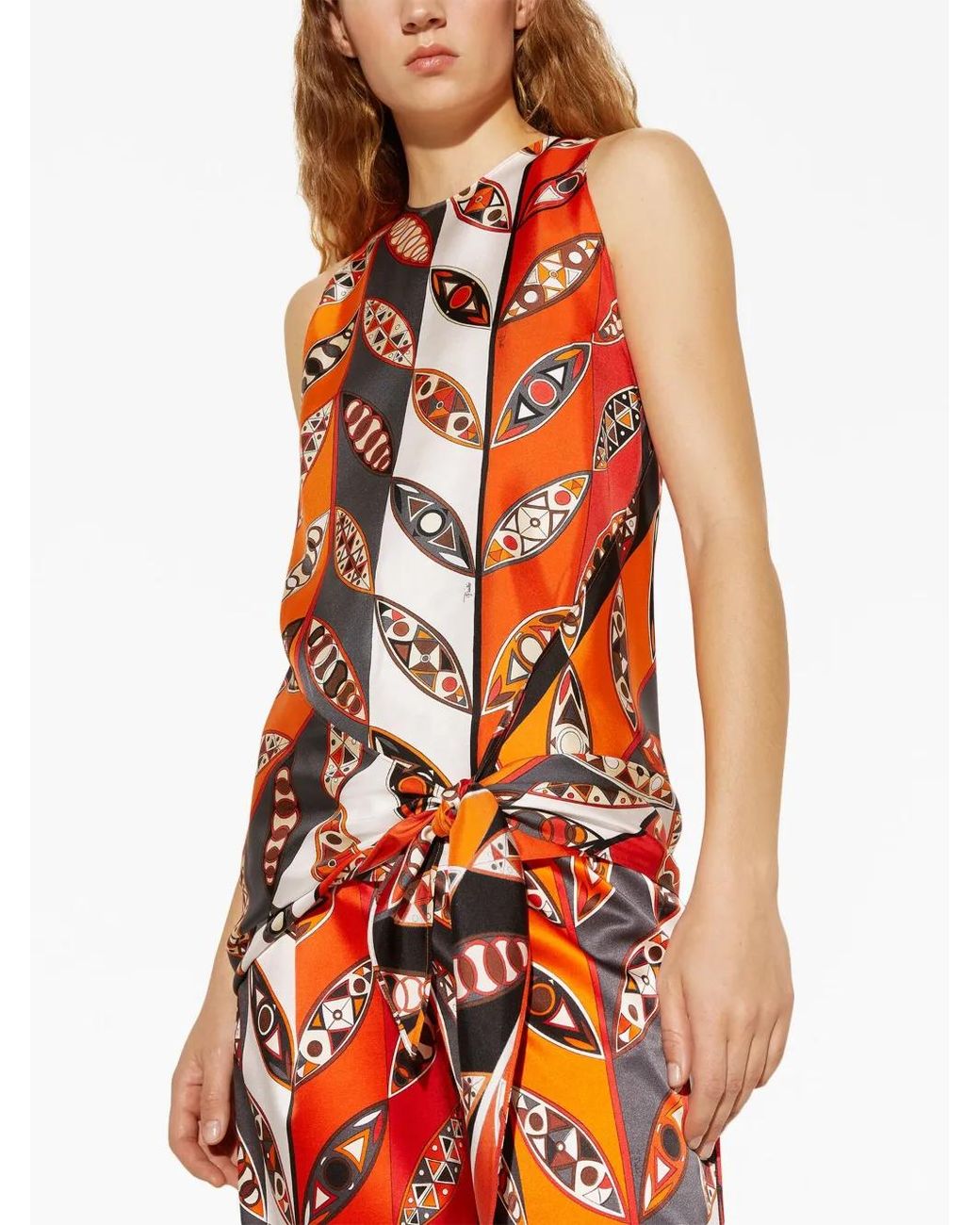 Emilio Pucci グラフィック ノースリーブ ブラウス Red