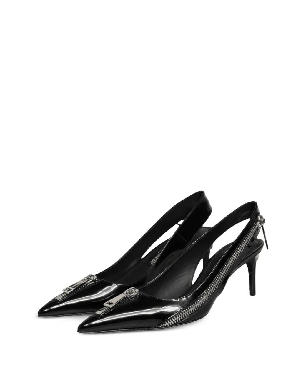 Dolce & Gabbana Black Zipper-Detail Patent-Finish Pumps
