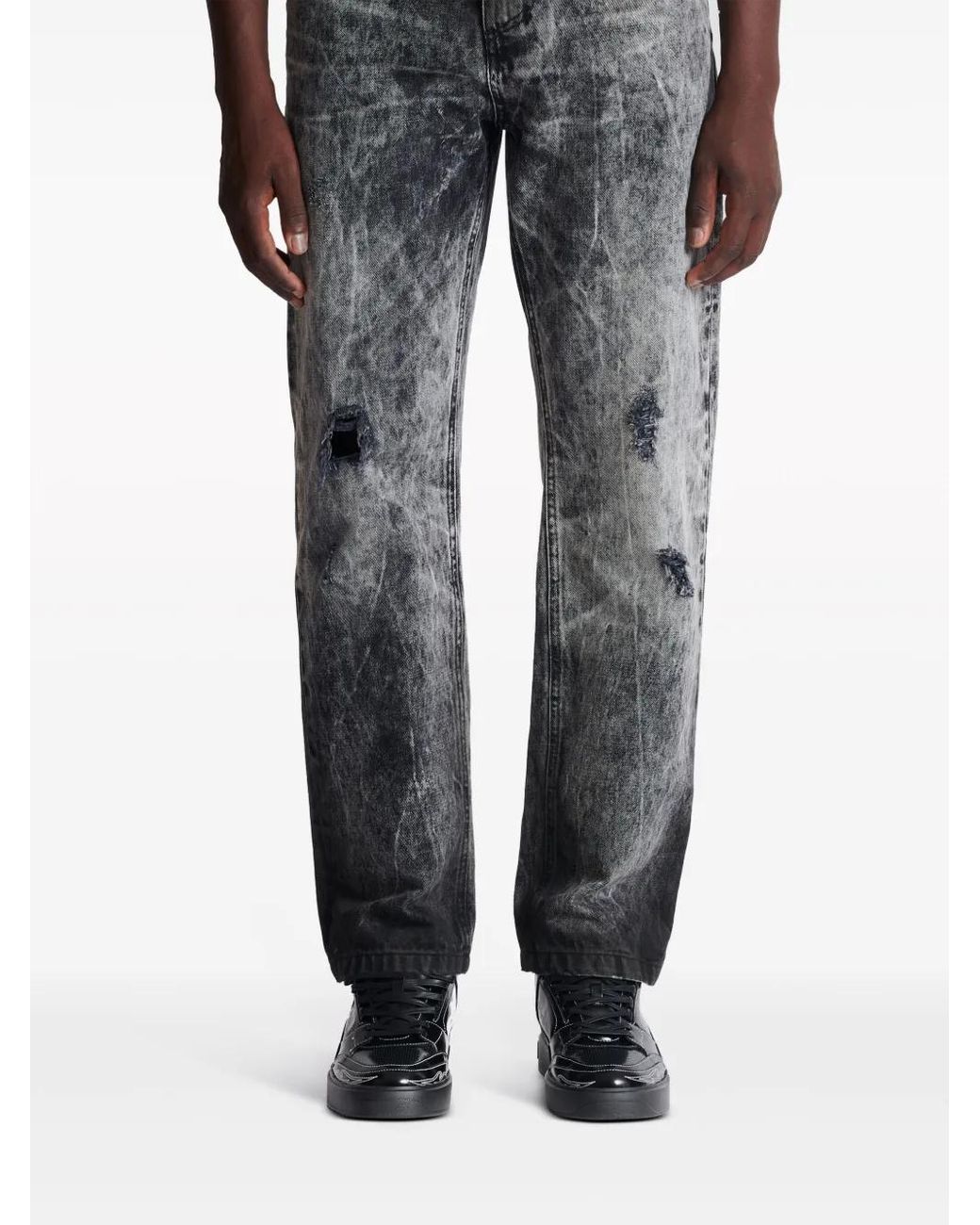 Balmain Gray Stonewash Straight Jeans for men