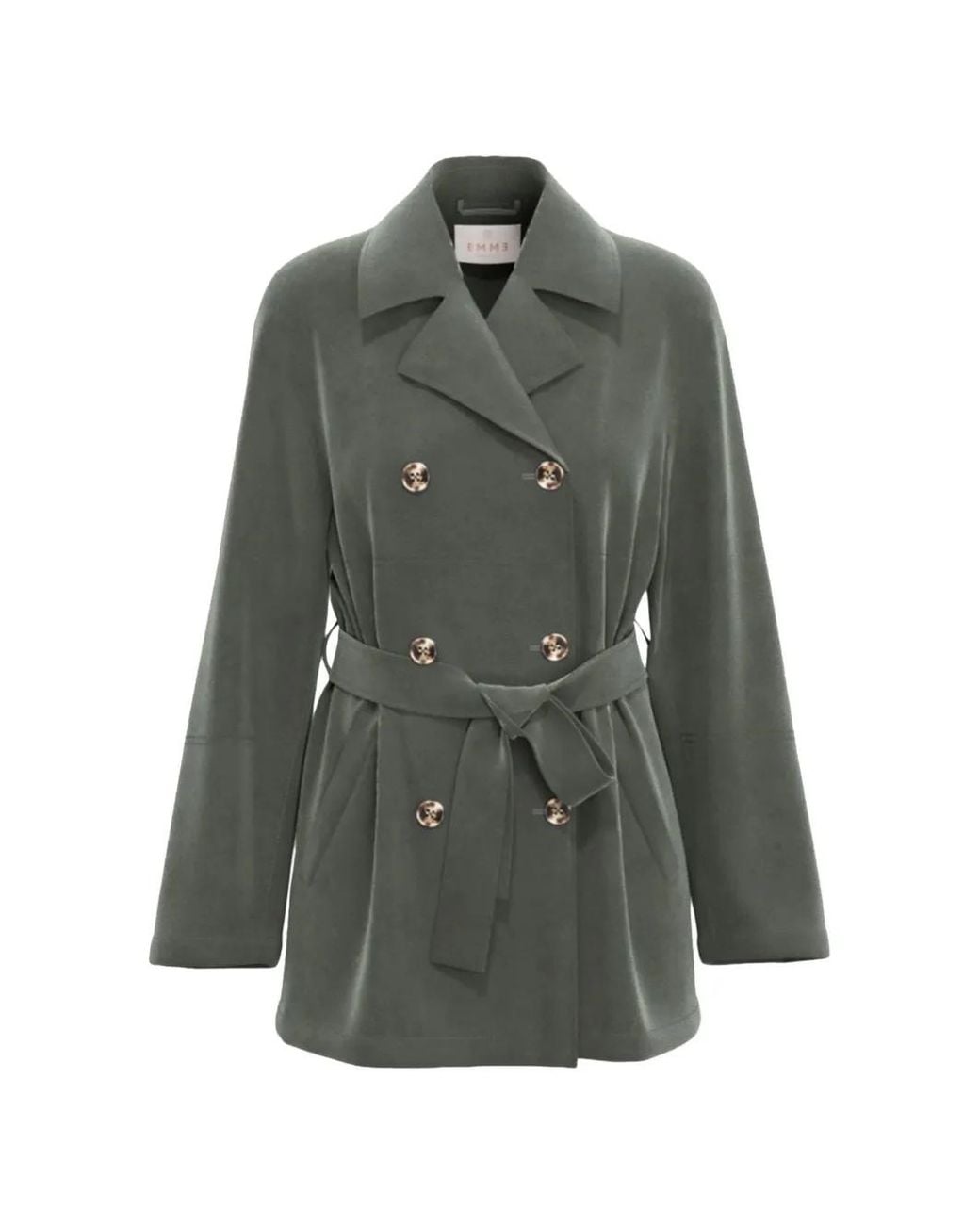 Emme Gray Double-Breasted Belted Jacket