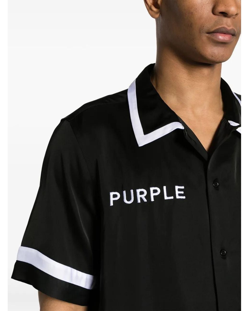 Purple Brand Black X Sky Inn Embroidered Shirt for men