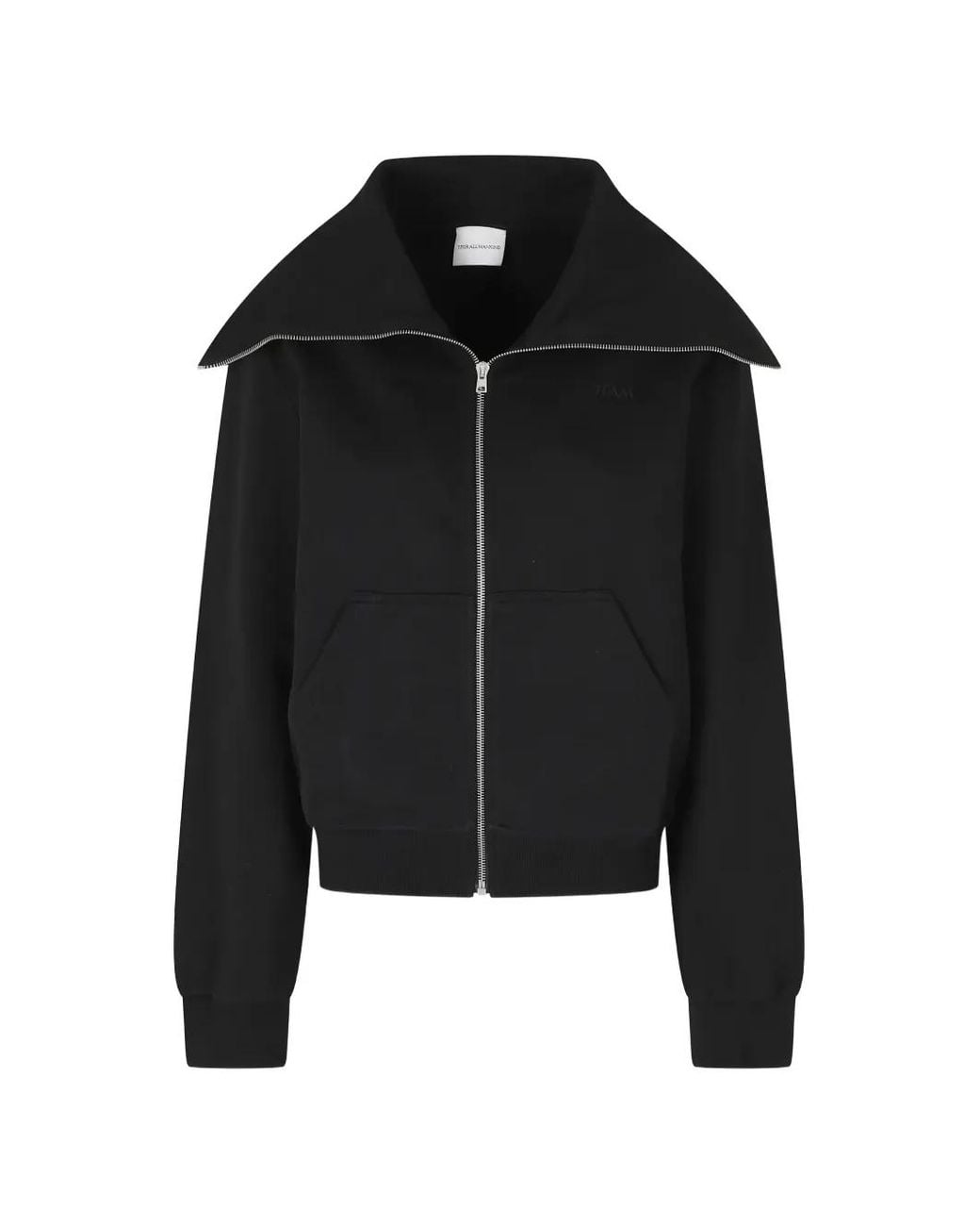 7 For All Mankind Black Zip-Up Sailor-Collar Sweater