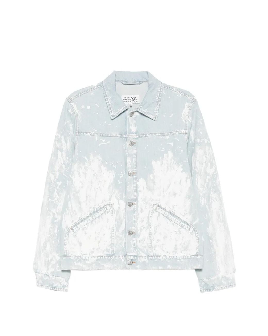 MM6 by Maison Margiela White Paint-Splatter Denim Jacket for men