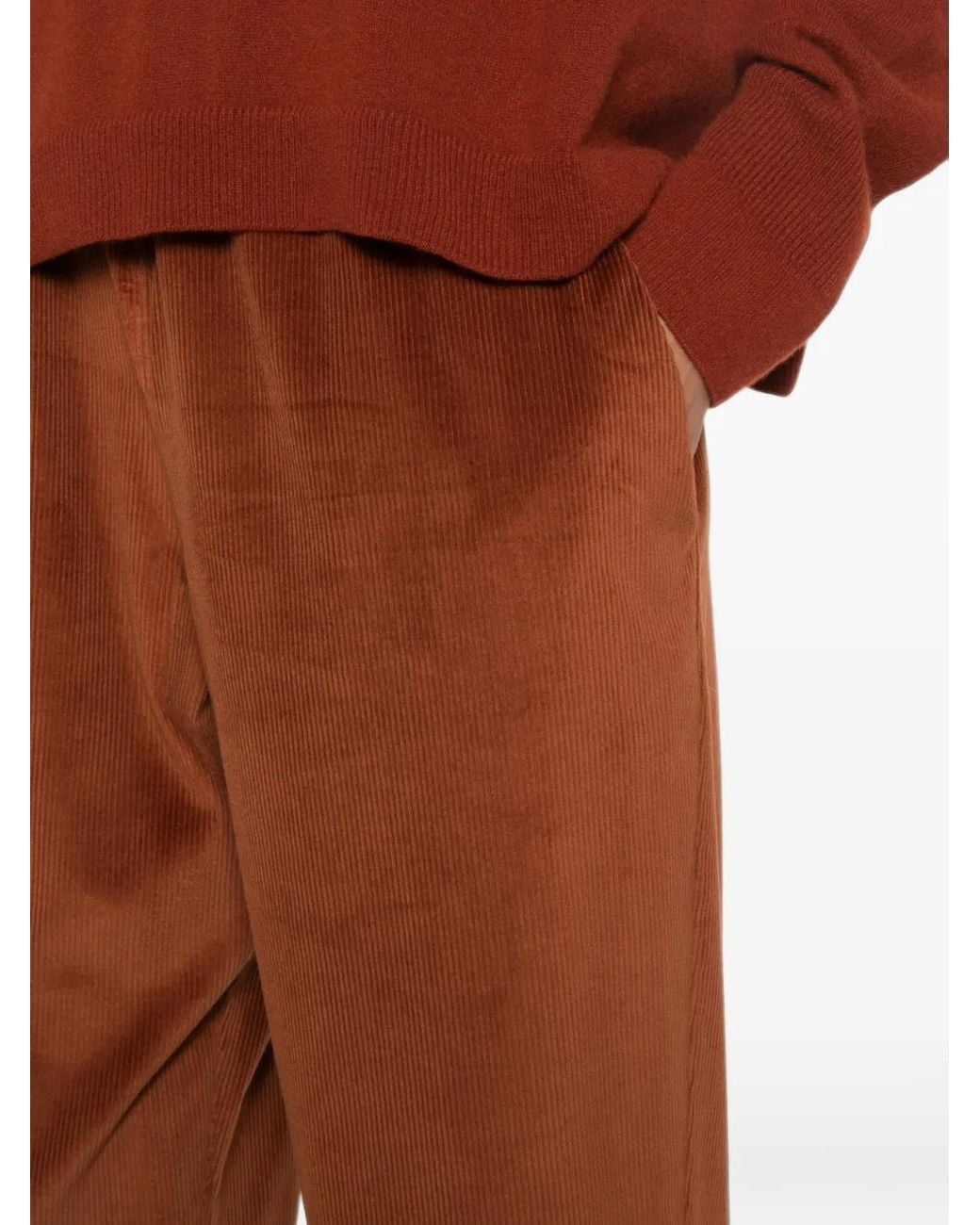 Dusan Brown Corduroy-Effect Elasticated-Waist Trousers