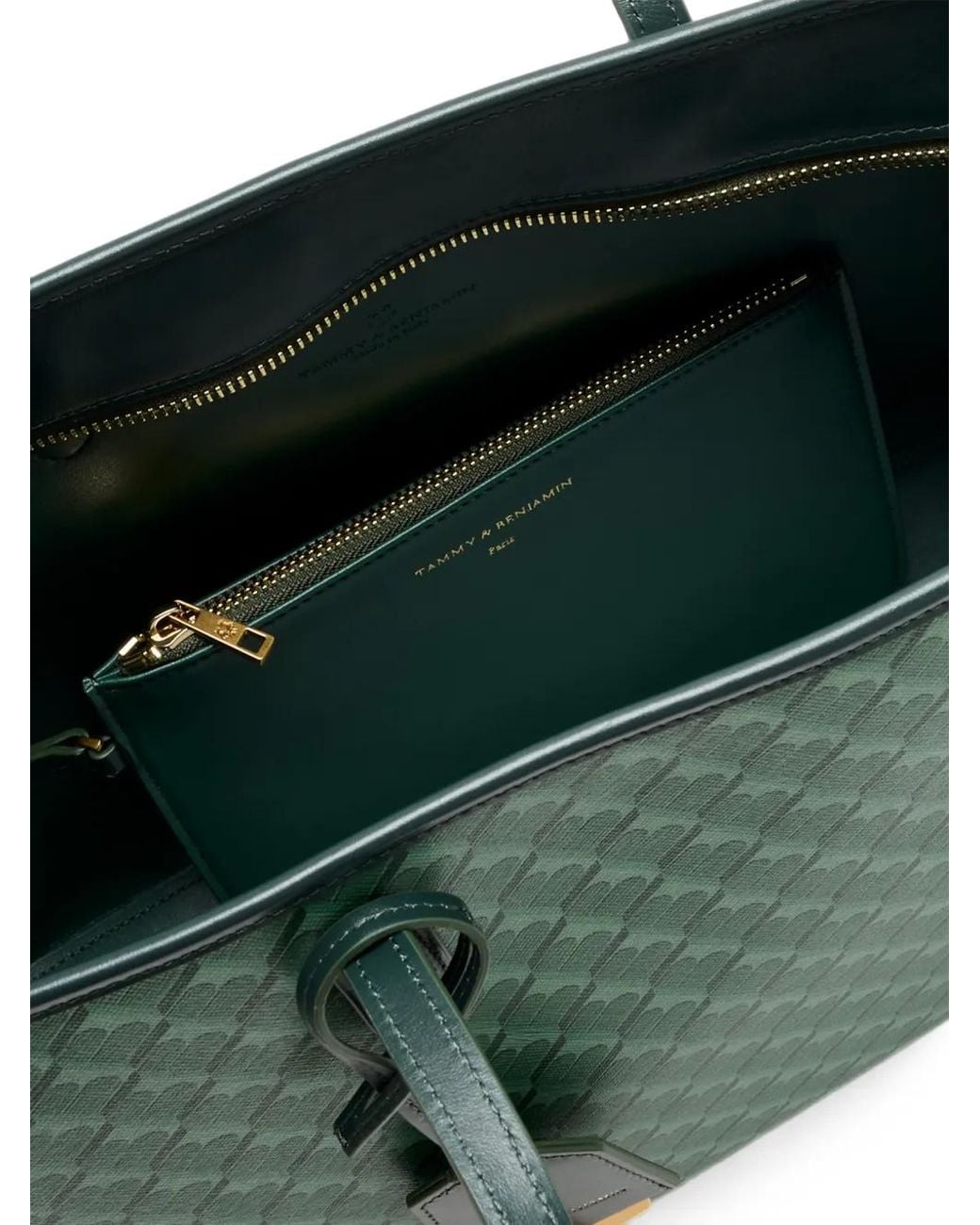 Tammy & Benjamin Green Monogram-Print Shoulder Bag