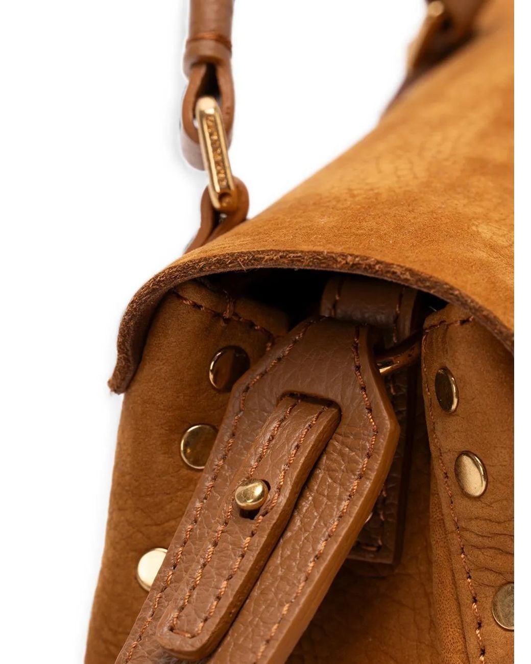 Zanellato Brown Baby Postina Jones Stud-Embellished Handbag