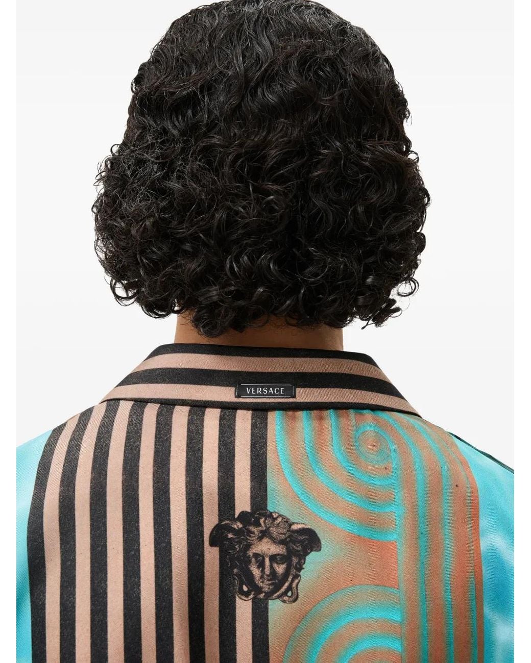 Versace Blue Regular Abstract Shirt for men