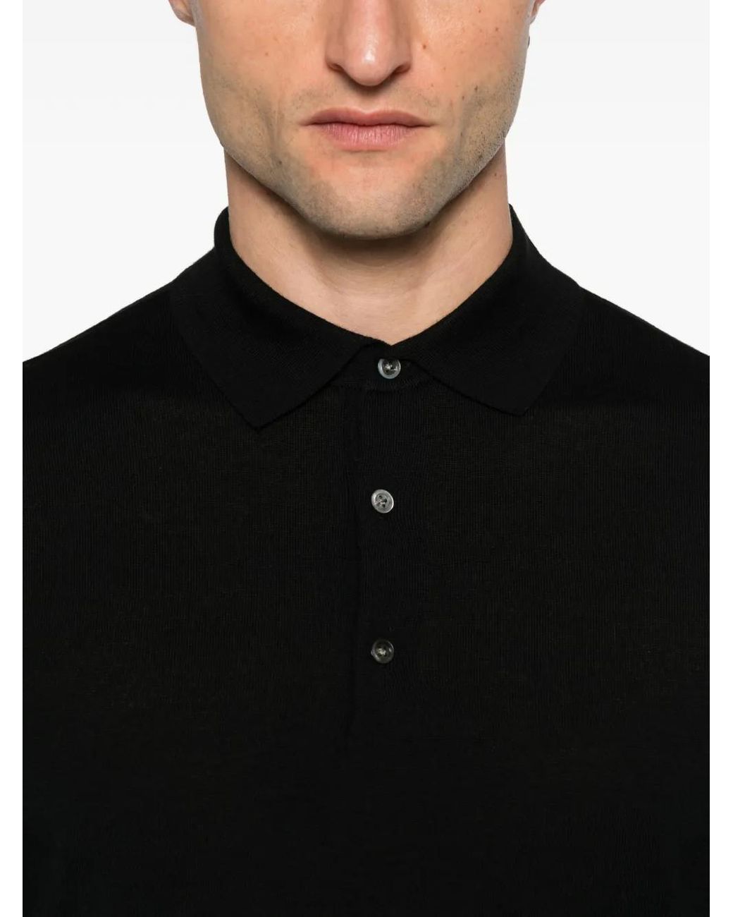 Diktat Black Long-Sleeve Polo Shirt for men