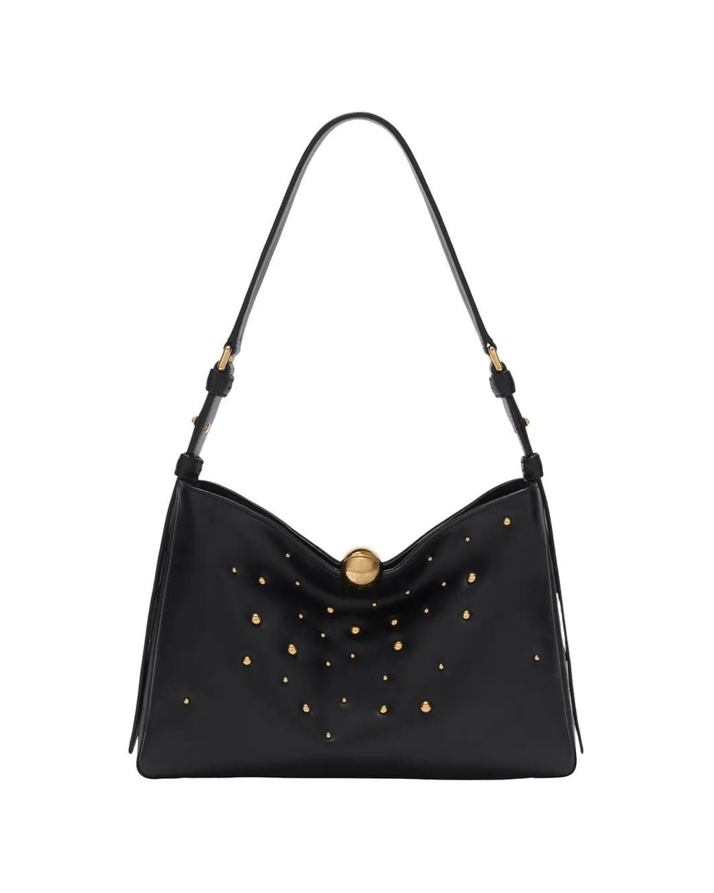 Furla Black Studded Sfera Soft Shoulder Bag